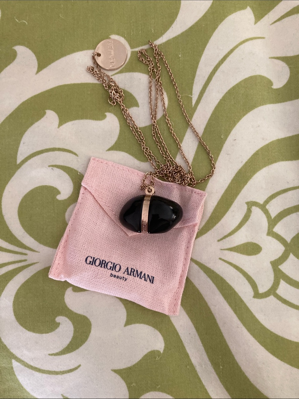 Armani Beauty Pink Pouch and Pendant Necklace Set Giorgio Armani (Blue Stone)
